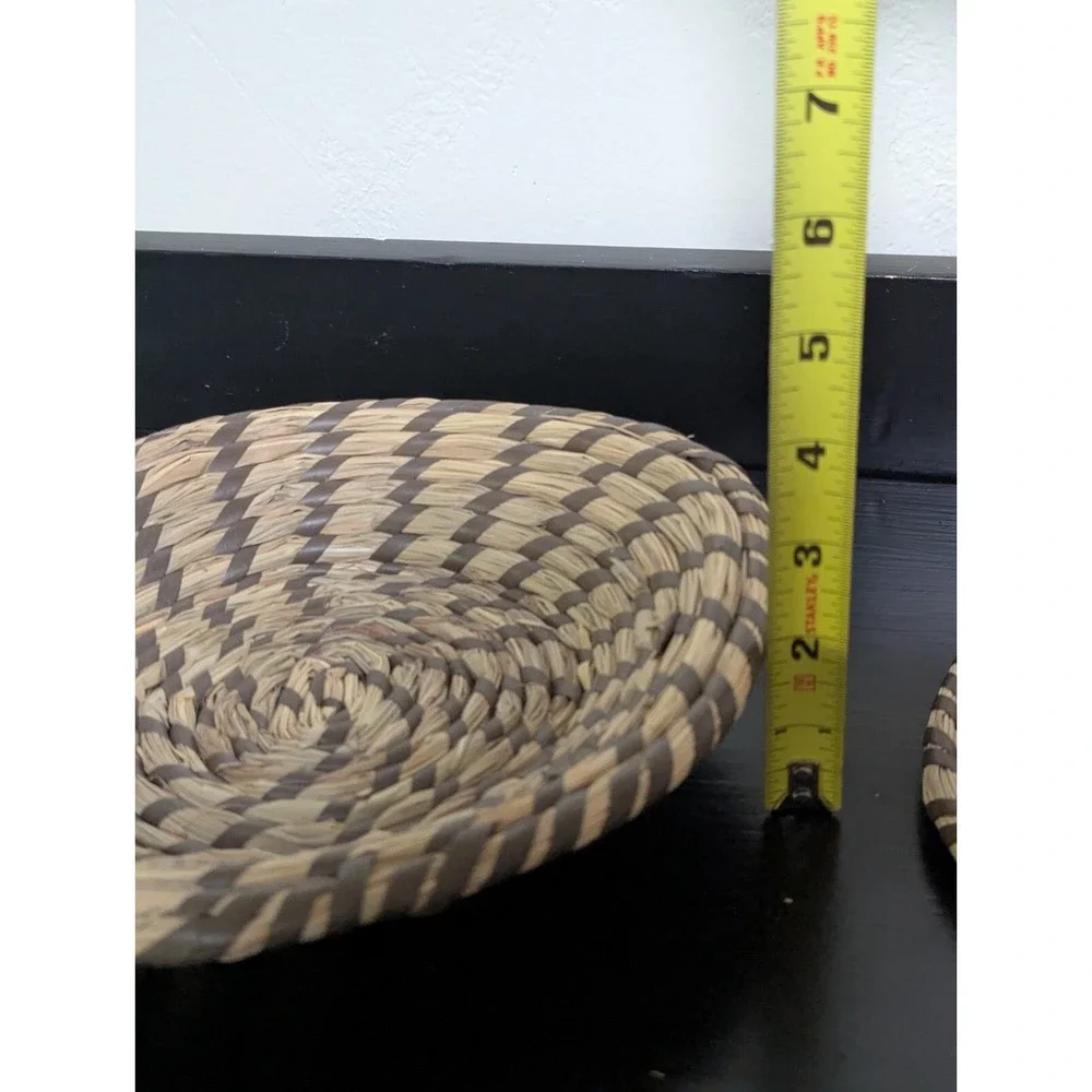Handwoven Grass Coiled Baskets (Set of 2) Wall‎ Hanging or Table Top